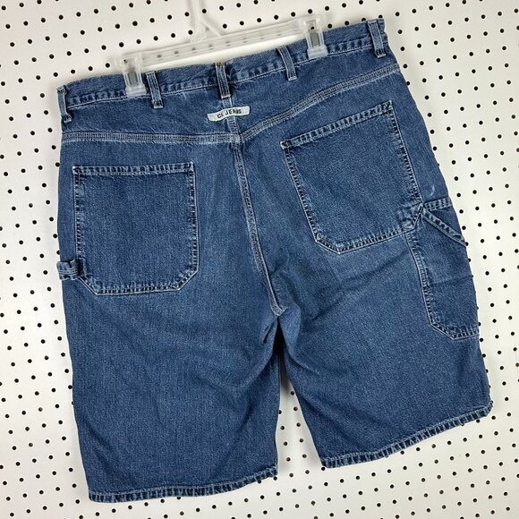 Calvin Klein Carpenter Blue Jean Shorts Size 38 90s Vintage Hip Hop Skater Y2K‎ - Picture 2 of 8
